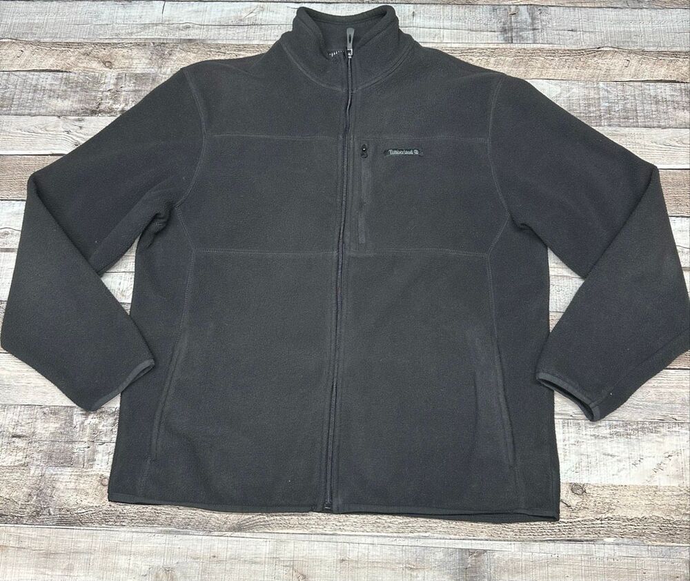 Timberland Men’s Black Fleece Zip Up Warm Outdoor Long Sleeve Jacket Size Medium